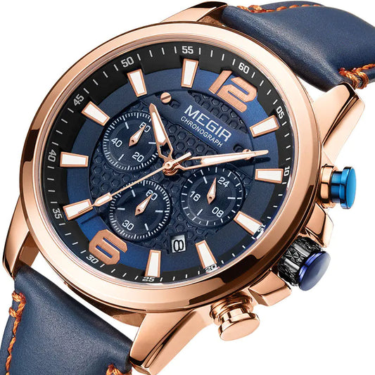 Multifunctional Leather Sports Quartz Watch