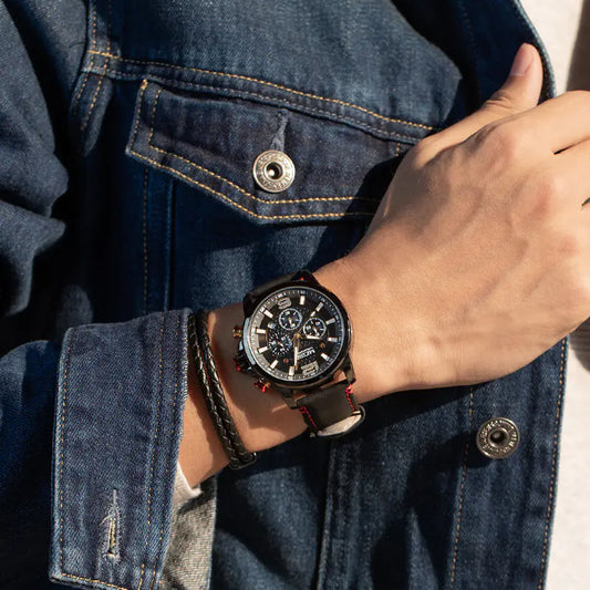 Multifunctional Leather Sports Quartz Watch